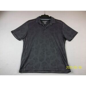 Tommy Bahama Polo Shirt Mens Medium Black IslandZone Pineapple Golf Performance